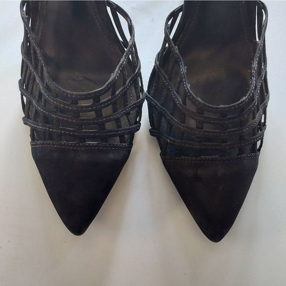 SCHUTZ Caged Suede Close Toe Pumps - Picture 4 of 14